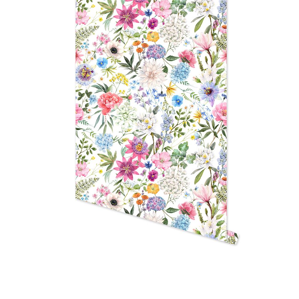 Multicolor Floral Wallpaper Peel And Stick Watercolor Flower Removable Wall Decor Camellia Peonies Bouquet Home Decor