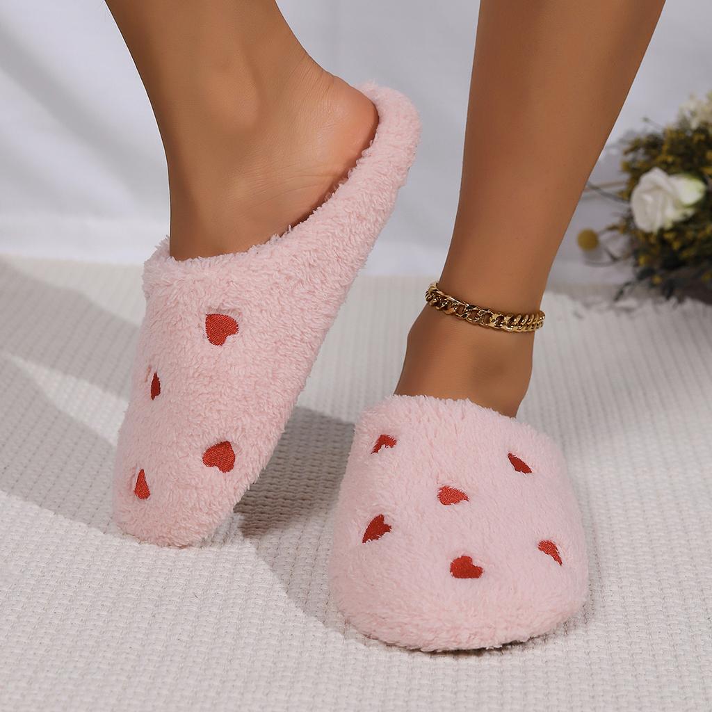 Ladies' Warm and Comfortable Winter Indoor Home Heart Slippers