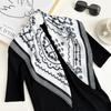 Fashion Korean version retro cashew print 61 square scarf cotton and linen texture small square scarf headscarf women's silk hair texture silk scarf
