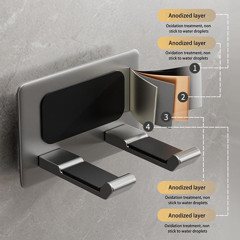 Aluminum Hair Dryer Holder Wall Mounted Self Adhesive No Drill Hairdryer Rack For Punch Free Bathroom Dryer Storage Organizer