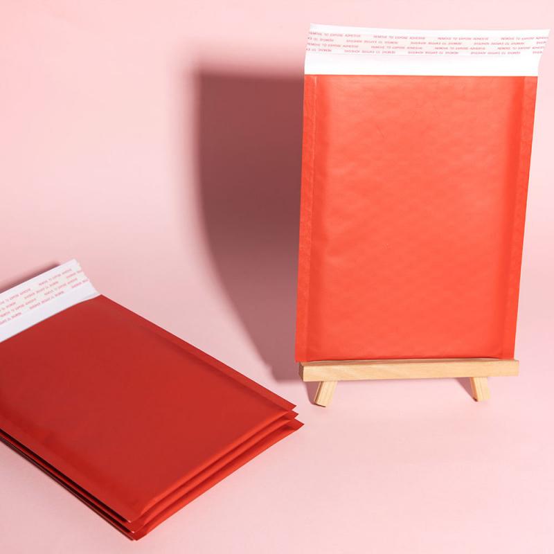 10PCS Red Waterproof Kraft Paper Bubble Mailer Express Clothes' Packaging Foam Self-Adhesive Envelope Bag