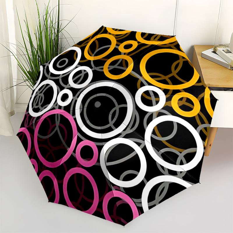 

1pc Colorful Circles Automatic Opening/Closing Umbrella with Operation & Windproof Canopy yy260311008