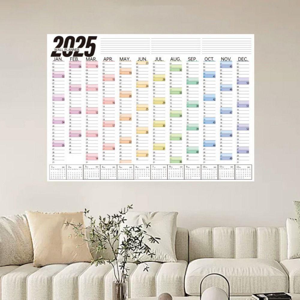 Foldable 2025 Calendar Planner Sheet Plastic Schedule Organizer  For School Office