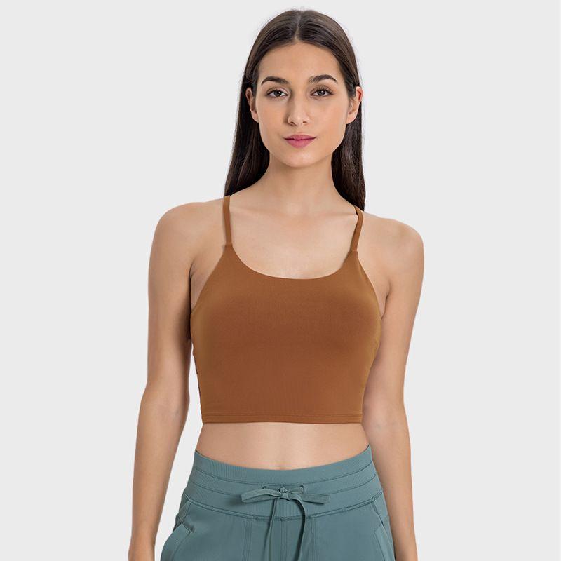 

Lu Same Yoga Vest Women s New Detachable Chest Pad Sports Intimates Outwear Beauty Back Sling Fitness Yoga Wear Dark Orange S