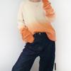 Trendy new rainbow color hanging dye gradual change color matching loose round neck soft waxy pullover knitted sweater women