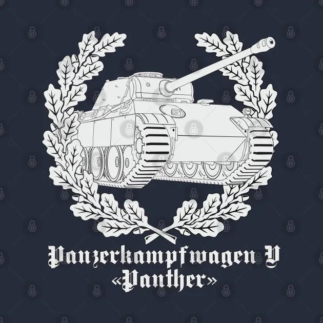 

Wehrmacht Pz-V Panther Tank and A Wreath of Oak Leaves T-Shirt 100% Cotton O-Neck Short Sleeve Casual Mens T-shirt Size S-3XL 4XL