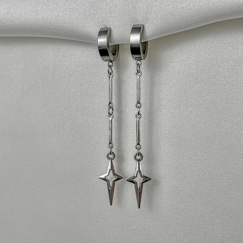 Gothic Jewelry Cross Star Drop Earrings Punk Charms Stitching Rivet Earrings
