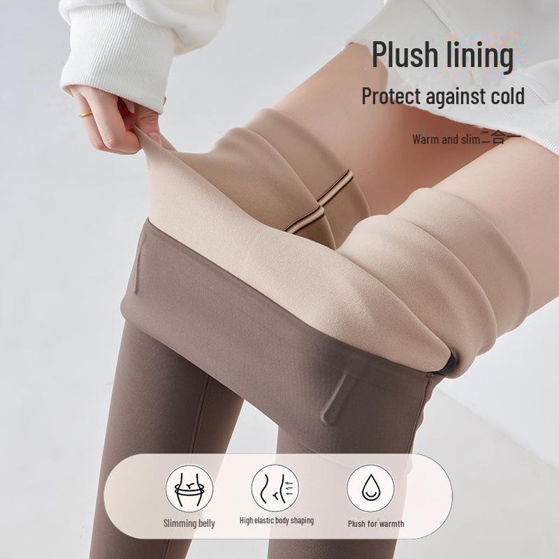 2024 New High-Waist Gray Velvet-Lined Women's Yoga Leggings: Warm Autumn/Winter Wear