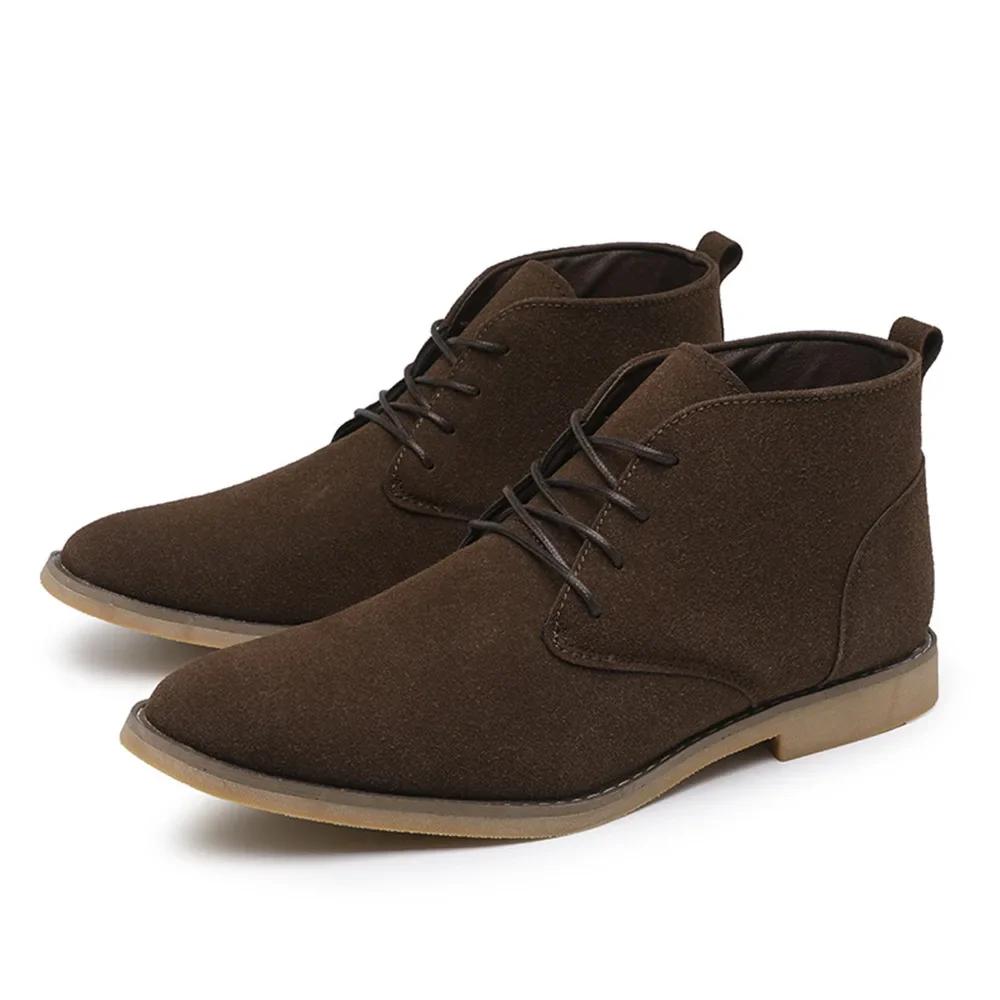 2024Ankle Boots For Men Winter Boot Lace Up British Style Classic Suede Boots Casual Shoes Work Footwear Botas Zapatos Hombre