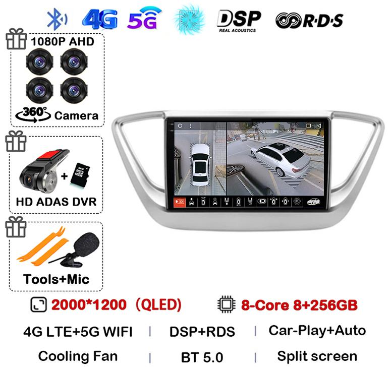 Android 14 Carplay WIFI+4G Car Radio For Hyundai Solaris 2 Verna 2016-2020 Multimedia Video Navigation Player Auto Autoraido GPS