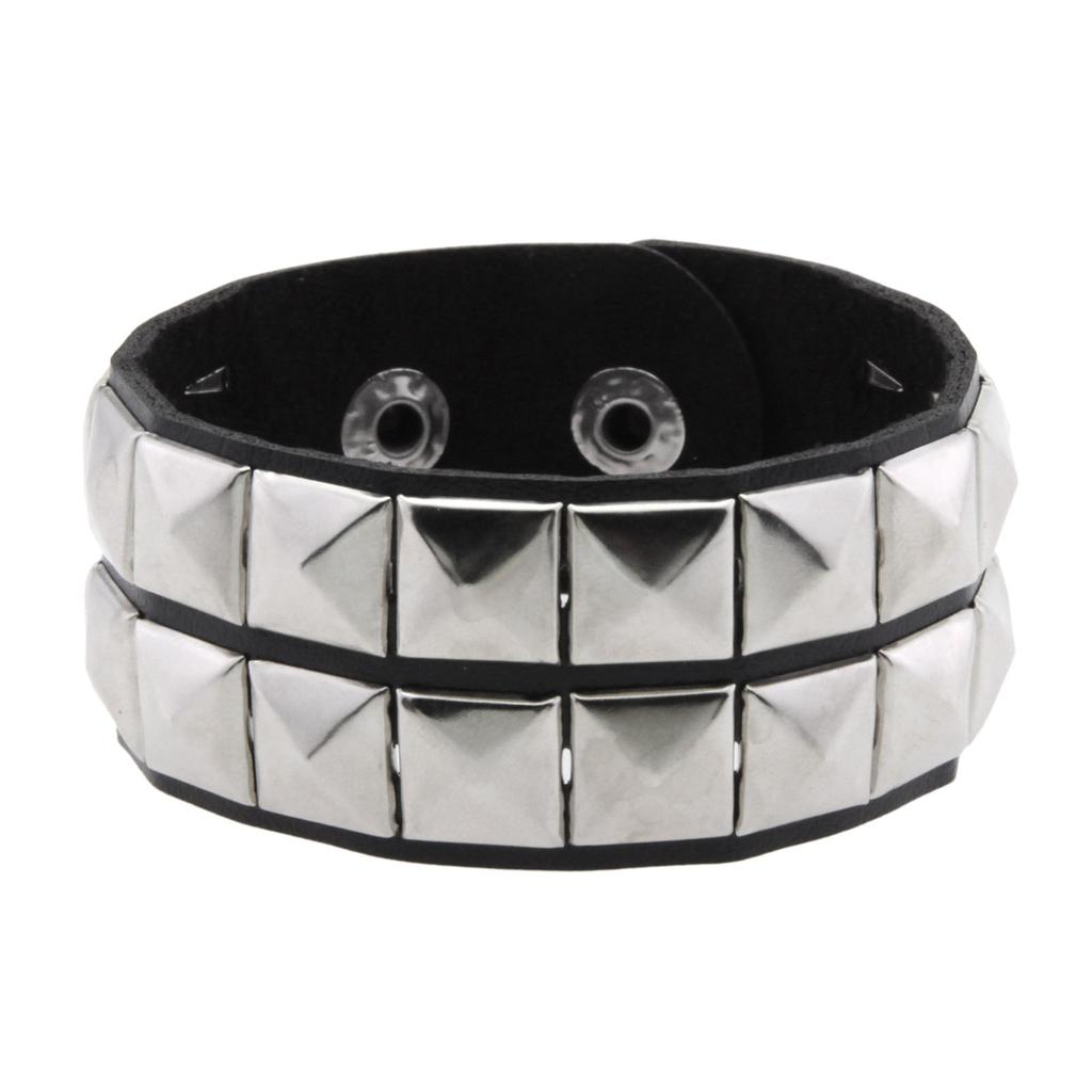 Punk Bracelets PU Leather Studded Bracelet Adjustable Goth Cuff Bracelet Gothic Rivet Buckle Wristband for Men Women Emo Jewelry