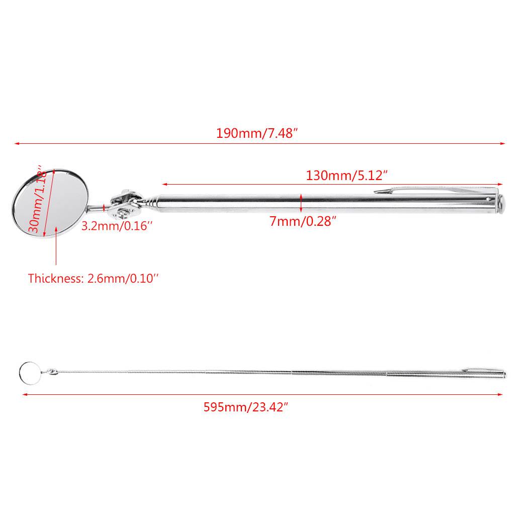 Telescoping Inspection Mirror Round Mirror Stainless Steel Inspection Tool with Long Handle Suitable for Auto Car