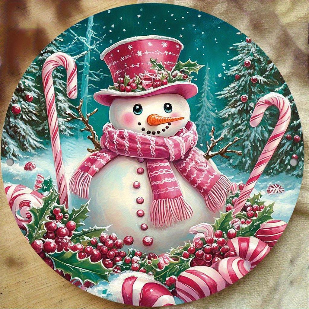 Vintage Christmas D Relief Art High Definition Metal Wall Art Set of Retro Round Iron Sheet Decor Includes Santa Truck Sno