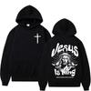 Jesus Is King Christian Bible Verse Hoodies Men Women Fashion Long Sleeve Sweatshirts Fleece Casual Oversized Pullover