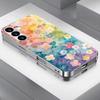 Colorful flower pattern silver plated glass phone case suitable for Samsung GalaxyS26 S25 S24 S22 S21 S20FE/Ultra/Plus anti drop