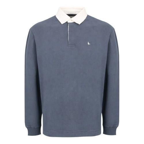 Jack Wills Mens Jersey Collared Relaxed Fit Long-Sleeved Rugby Shirt
