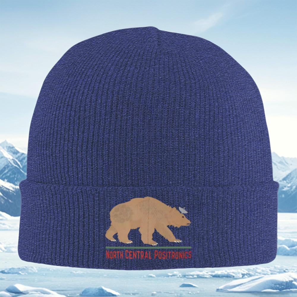 Bear silhouettesatellitecompany logoblack background Men Women Unisex Knitted Hat Beanie Pullover Cap Winter Thermal Warm Chr