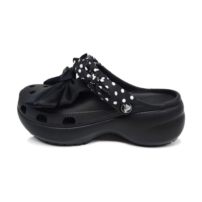 Crocs Classic Platform Clog Polka Dot Butterfly EVA Girly Style Cool and Light Simple and Versatile Hole Shoes Women Black