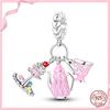 TOP Copper Pink Girls Skirt Cute Cat Charm Bead Charms Bead Charms Ideal For Womens Authentic Bracelets Copper Pendant Do It Yourself Jewellery Gift