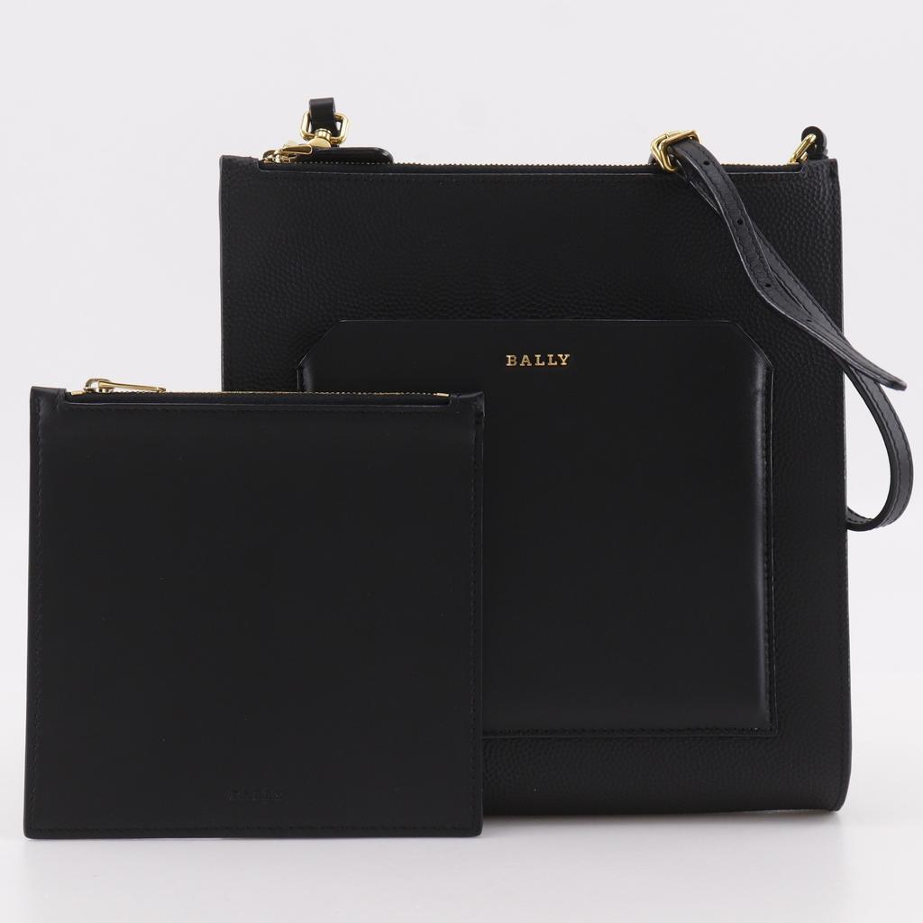 Bally Shoulder Bag Black Leather Women Used