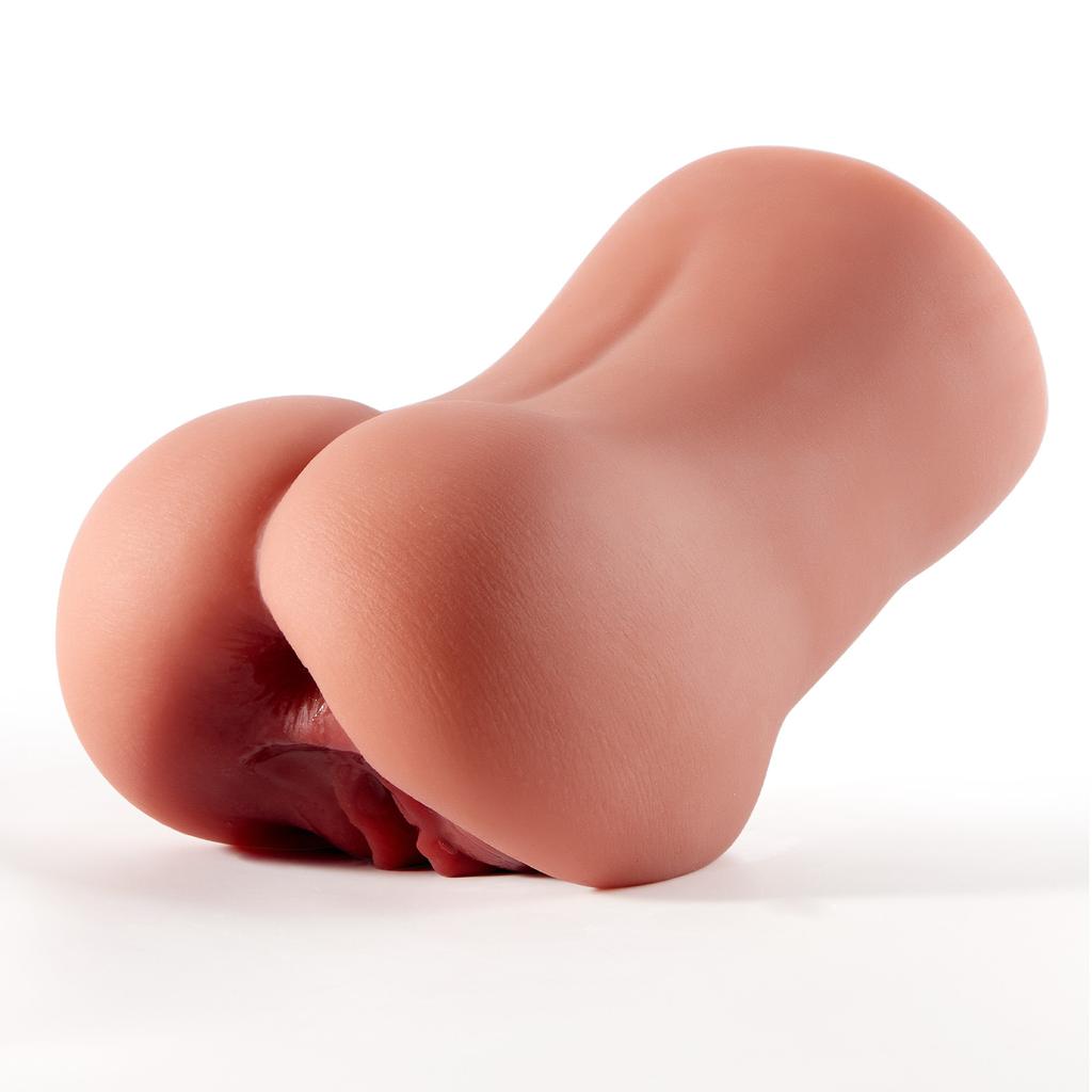 Kjøttfarge realistisk mannlig onani, 3D kvinnelig rumpestrukturlomme pluss fitte, mannlig onani med forførende vagina og stramt harem