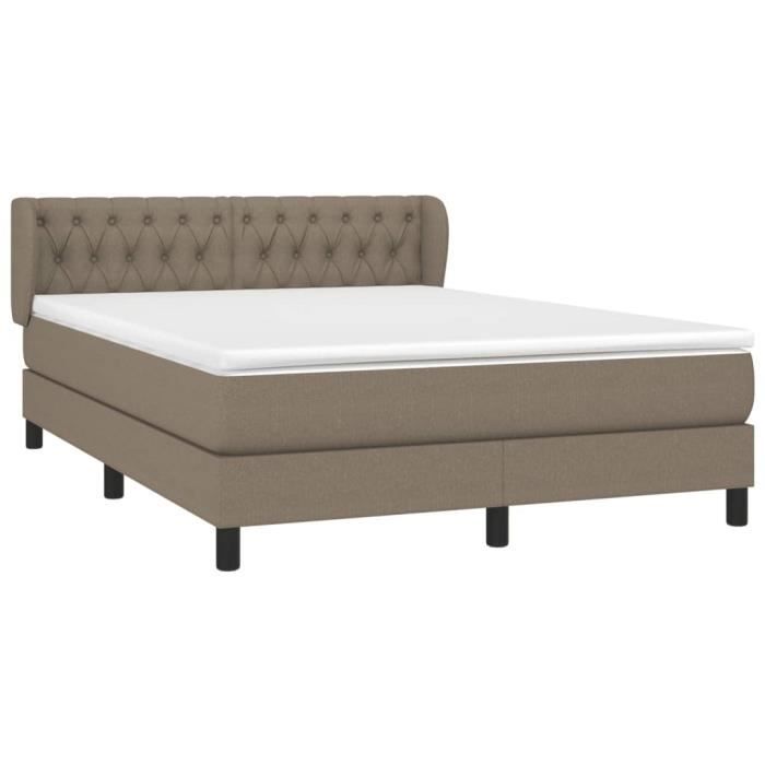3126489 vidaXL Divan Bed with Mattress Taupe 140x200 Cm Fabric