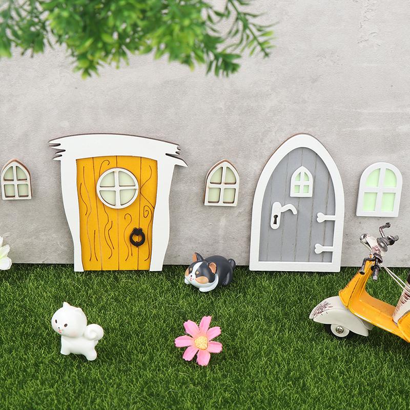 1Set Dollhouse Miniature Fluorescent Fairy Elf Door Window Model House Decor Toy