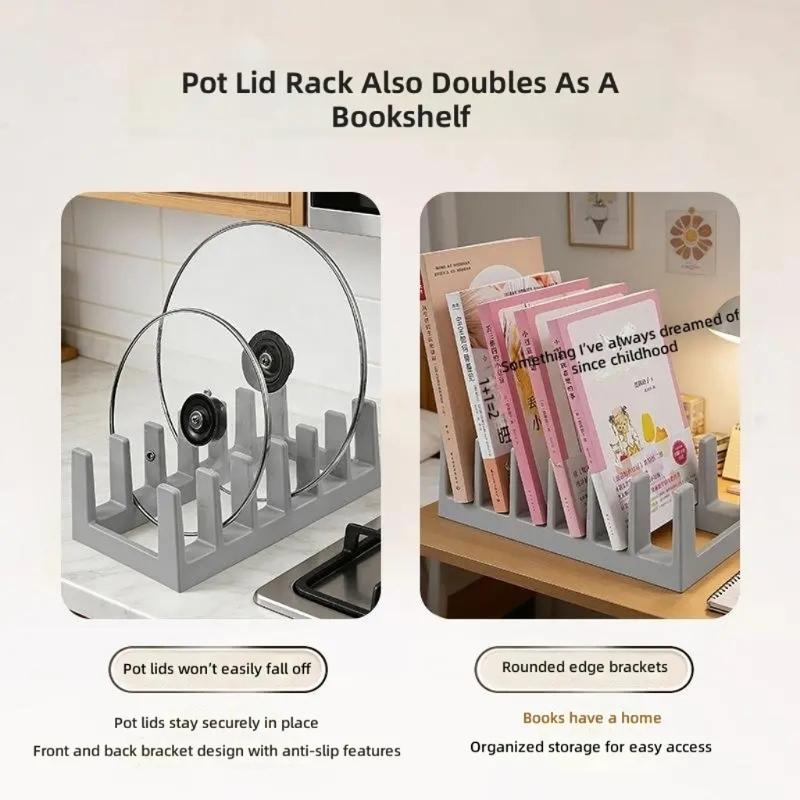 Practical Countertop Rack For Drying And Storing Cookware Lids Dishes Utensils Easy To Clean Plastic Pot Lid Holder