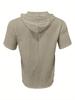 Men Summer Hooded Shirt Casual Solid Color Button Short Sleeve Hoodies Tops for Beach Vacation Streetwear
