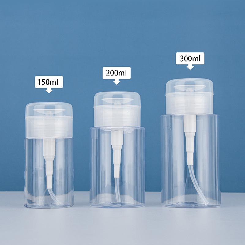 100/150/200ml Portable Travel Refillable Bottle Empty Plastic Nail Polish Remover Alcohol Liquid Press Pumping Dispenser Bottle