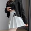 Women's Summer High Waist Pleated Mini Skirt - Striped A-Line College Style