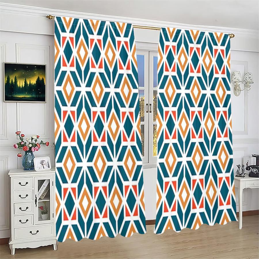 Diamond-shaped Stylish Design square checkered printed curtains, pole bag home decoration, room area decoration