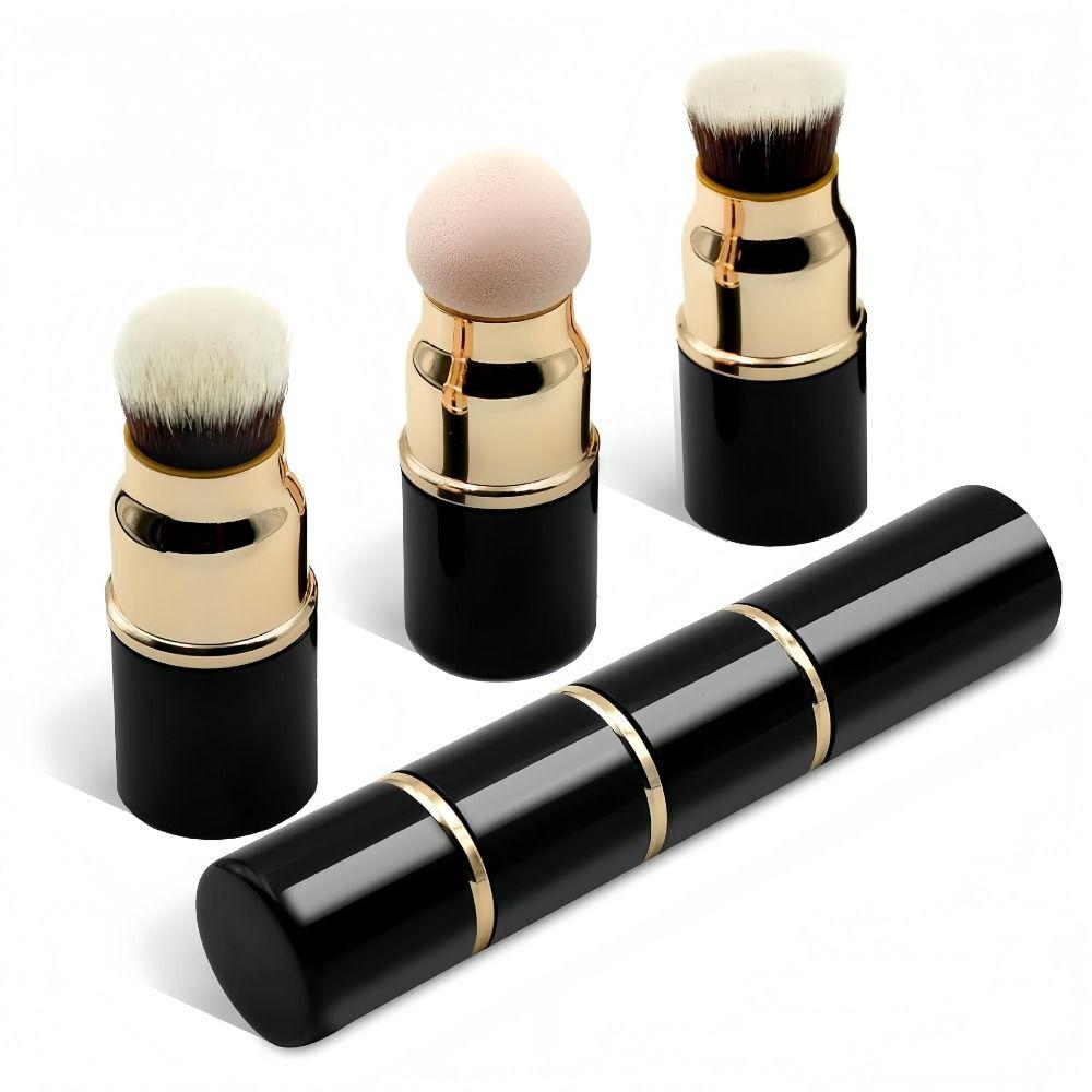 3-in-1 Mini Makeup Brush Set Detachable Powder Brush Reusable Foundation Brush  Makeup Application