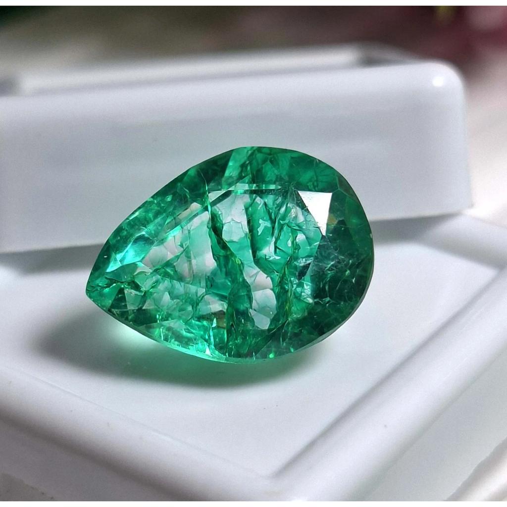 Certified Natural Colombian Green Emerald Pear Cut 7-9 Ct Beautiful Gemstone