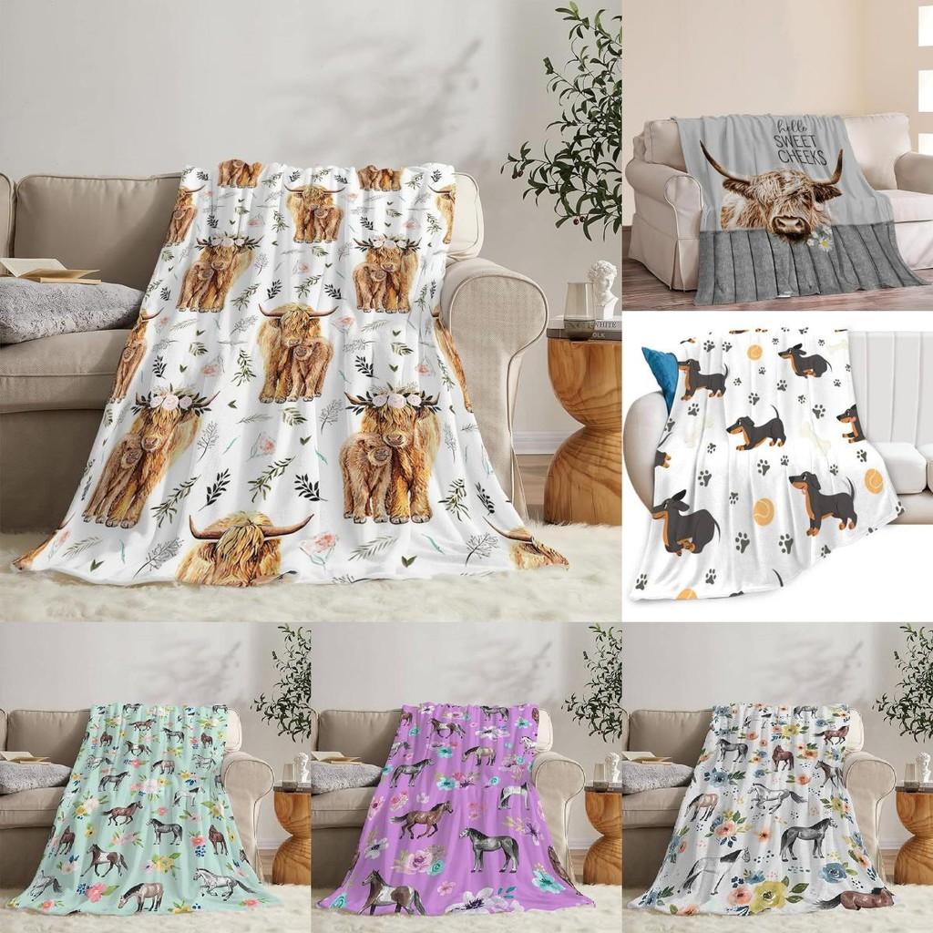 Highland Print Kuhdecke Tier Blume Überwurfdecken Plüsch Bettwäsche Flanell