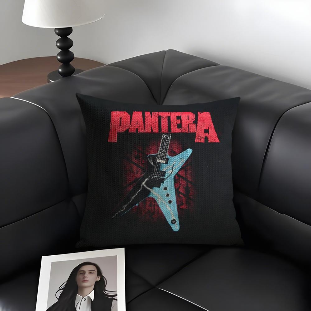 PPantera Music Band Cushion Cover Natural Linen Organic Fabric DoubleSided Printing Sofa Home Decor Gift Pillow Case
