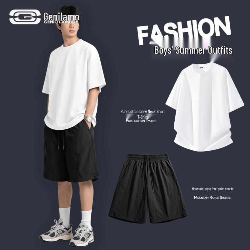 GENIOLAMODE Men s Loose Fit Casual Sports Set L