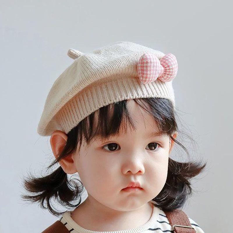 Children'S Beret Baby Hat Cute And Super Cute Autumn And Winter Girl'S Stylish Korean Style Princess Knitted Wool Painter'S Hat