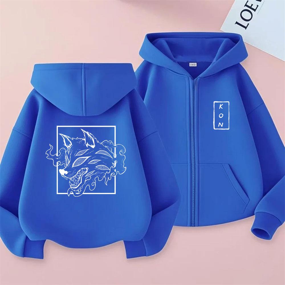 Anime Chainsaw Man Hayakawa Aki Summon Fox Devil Kon Zipper Hoodie Men Women Casual Zip Up Jacket Men's Vintage Manga Style Coat