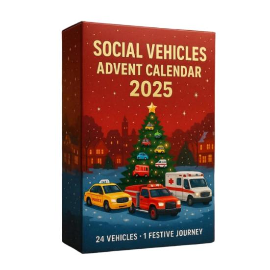 Social Vehicle Advent Calendar 24 Days Acrylic Ornament for Christmas Tree Decor Countdown Decoration for Kids Car Enthusiasts
