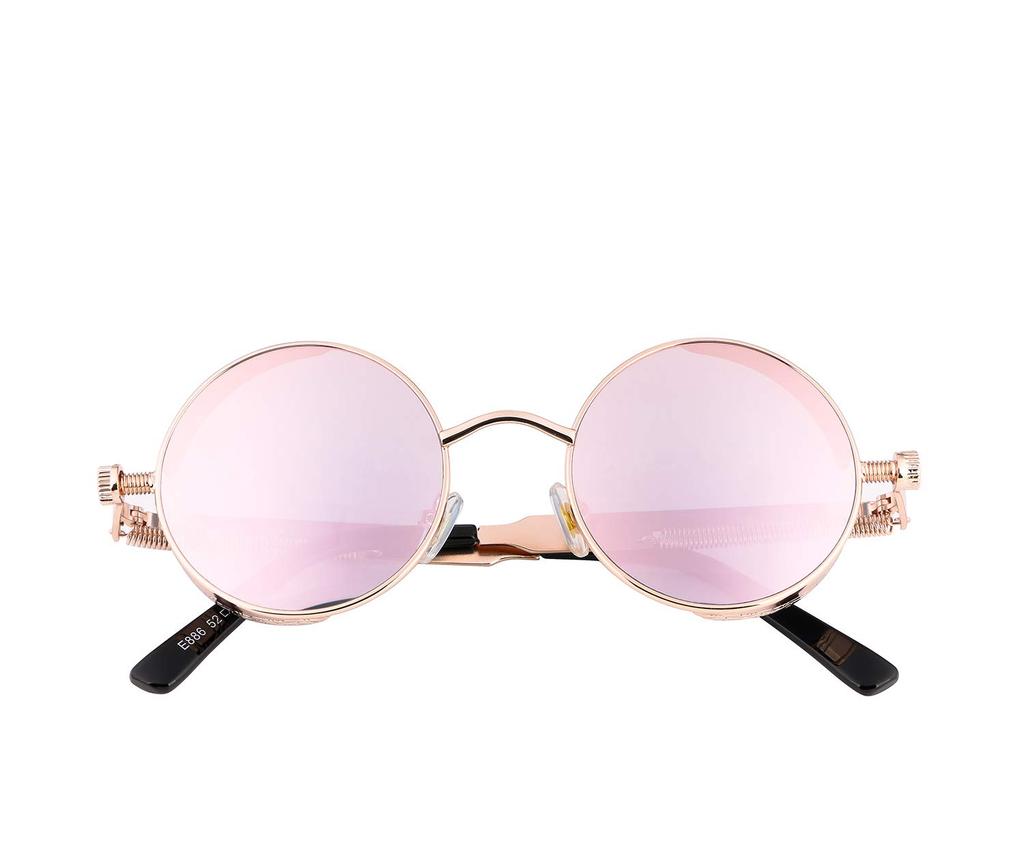 FEISEDY Retro Steampunk Style Punk Metal Round Sunglasses for Men and B1857 Sunglasses, Women, Unisex,