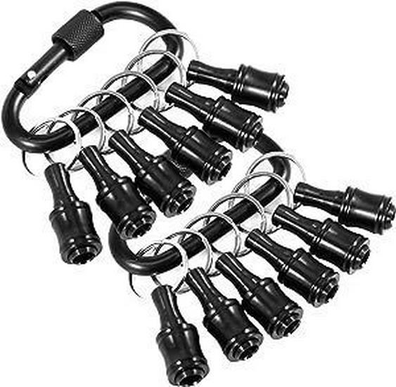 6-Piece Colorful Keychain Set: Extension Rods and Mountaineering Buckle with 1/4" Hex Drill Bit Storage Extension Rod