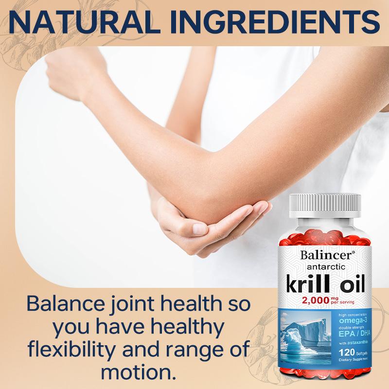 Antarctic Krill Oil 2000mg Softgels Omega 3 Epa Dha Astaxanthin Pack 120 Count