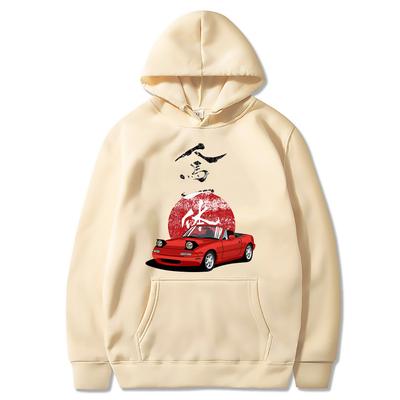 JDM Drift Red Car Fashion Printed Hoodie Men/Women Y2k Casual Hooded Shirt Woman Pullover Sweatshirts Oversized Unisex Clothing