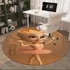 Coffee Cup Ballerina,Latte Art Dancer Chair mat Round Rug Office carpet, Machine Washable, Non slip, Suitable for Living Rooms, Bedrooms