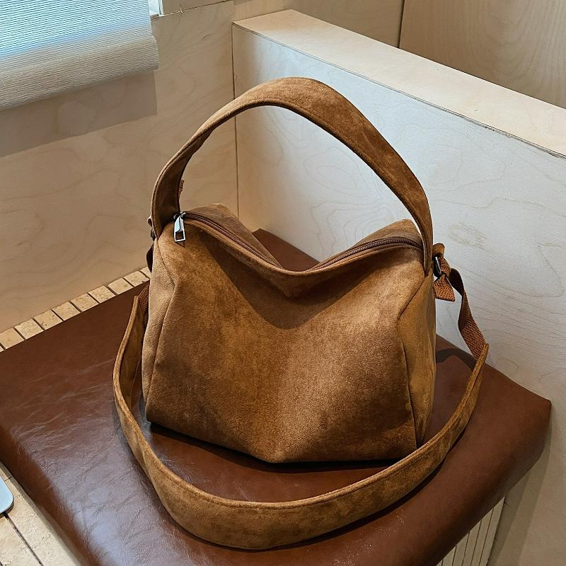 Fashi Slouchy Relaxing Shopping Crossbody Bag Velvet Simple Commuting Tote Bag Large Capacity Versatile Texture Pillow Bag