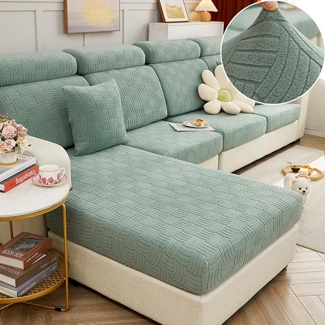 Jacquard Sofa Seat Cover Cushion Strech Warm Seat Covers Solid Color Armchair Slipcover Luxury Thick Couch Covers Pet Kid
