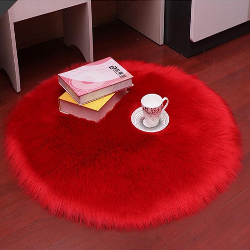 Round Plush Imitation Wool Rug - Versatile Mat for Windows, Bedside, Living Rooms, and Bedrooms