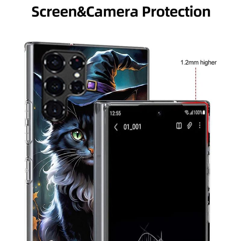 Halloween Magic Cat Cases Phone Case for Samsung Galaxy S26 Ultra S25 Edge S24 S23 FE S21 Plus S20 S22 S10 Cover TPU Capa Shell