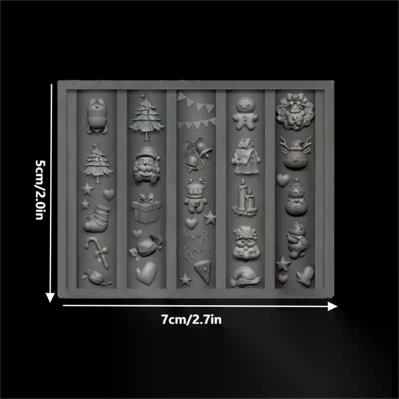Christmas 3D Silicone Nail Molds - Snowman Tree Elk Gingerbread Man, DIY Manicure Decorations for Salon Home Nail Art Design
